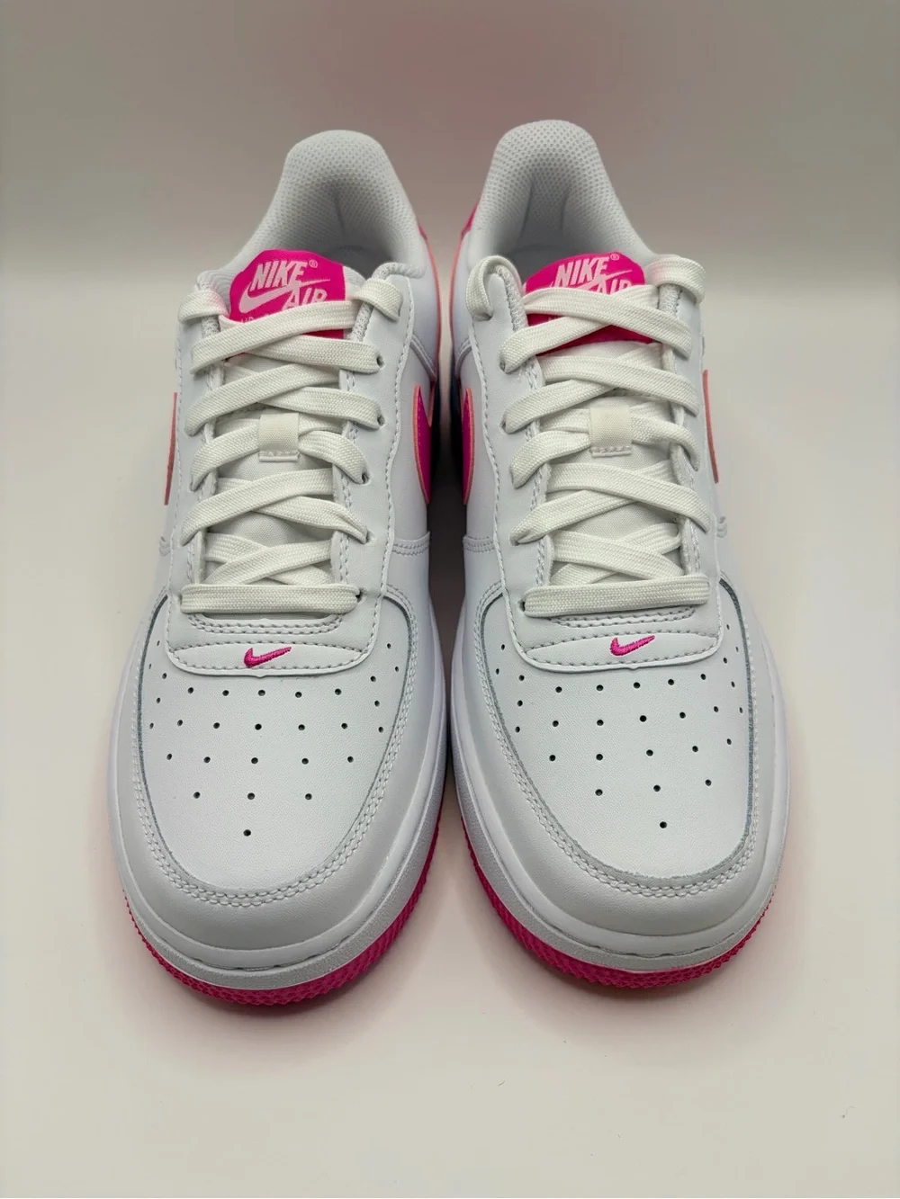 Nike Air Force 1 White with Hot Pink Swoosh